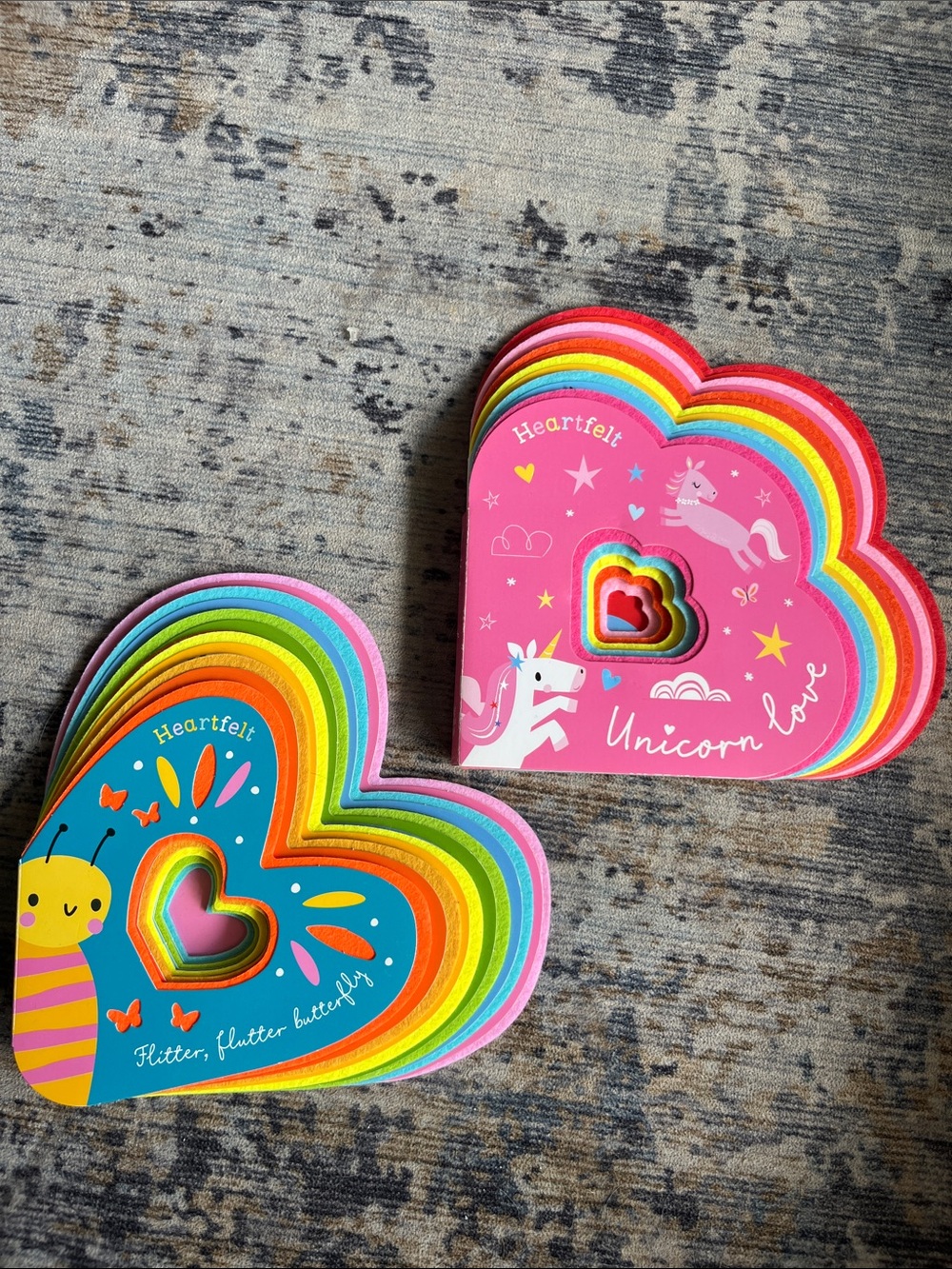 Heartfelt Rainbow Heart Kids Book - Pink & Teal Unicorn/Butterfly